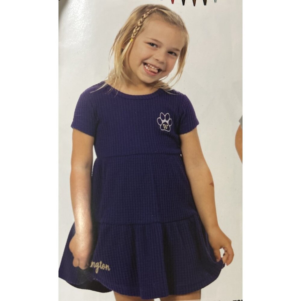 NEW Washington Huskies Colosseum Purple Waffle Dress Girl's Toddler 3T - Picture 3 of 9